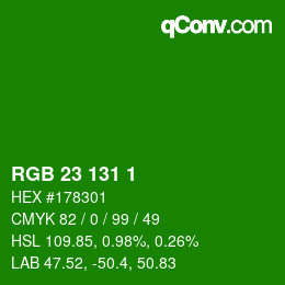 Color code: RGB 23 131 1 | qconv.com