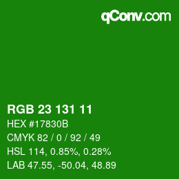 カラーコード: RGB 23 131 11 | qconv.com