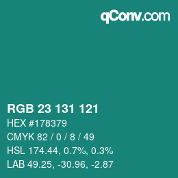 Color code: RGB 23 131 121 | qconv.com