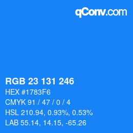Color code: RGB 23 131 246 | qconv.com