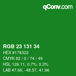 Color code: RGB 23 131 34 | qconv.com