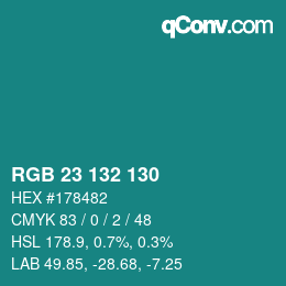 Color code: RGB 23 132 130 | qconv.com