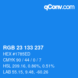 Color code: RGB 23 133 237 | qconv.com