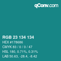 Color code: RGB 23 134 134 | qconv.com