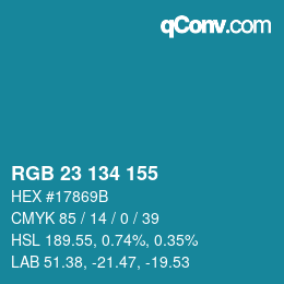 Color code: RGB 23 134 155 | qconv.com