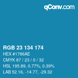 Color code: RGB 23 134 174 | qconv.com