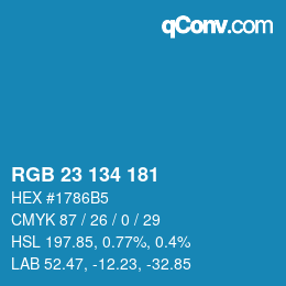 Color code: RGB 23 134 181 | qconv.com