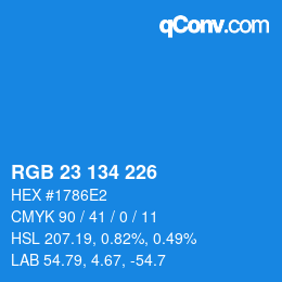 Color code: RGB 23 134 226 | qconv.com