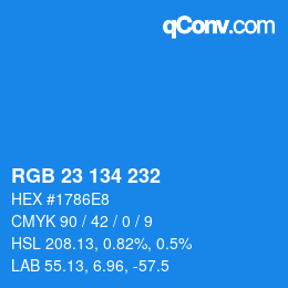 Color code: RGB 23 134 232 | qconv.com