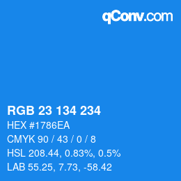 Color code: RGB 23 134 234 | qconv.com