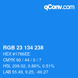 Color code: RGB 23 134 238 | qconv.com