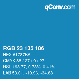 Color code: RGB 23 135 186 | qconv.com