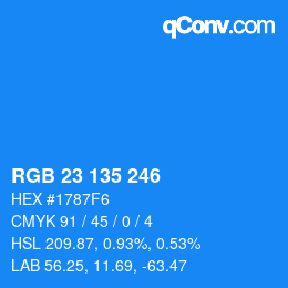 Color code: RGB 23 135 246 | qconv.com