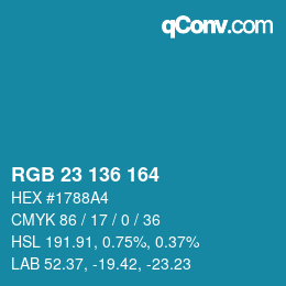 Farbcode: RGB 23 136 164 | qconv.com