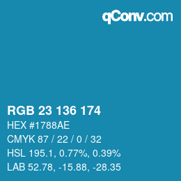 Código de color: RGB 23 136 174 | qconv.com