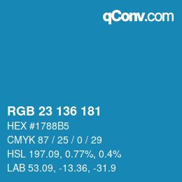 Color code: RGB 23 136 181 | qconv.com