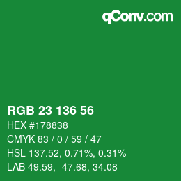 Farbcode: RGB 23 136 56 | qconv.com