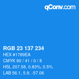 Color code: RGB 23 137 234 | qconv.com