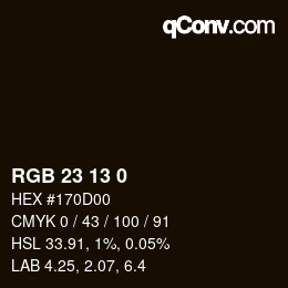 カラーコード: RGB 23 13 0 | qconv.com
