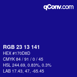 Color code: RGB 23 13 141 | qconv.com