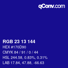 カラーコード: RGB 23 13 144 | qconv.com