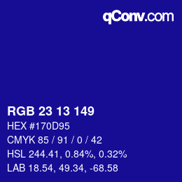 Color code: RGB 23 13 149 | qconv.com