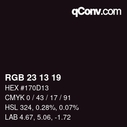 颜色代码: RGB 23 13 19 | qconv.com