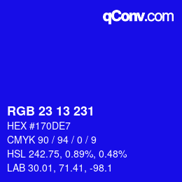 Color code: RGB 23 13 231 | qconv.com