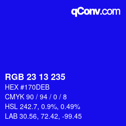 Color code: RGB 23 13 235 | qconv.com