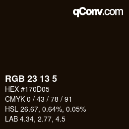 カラーコード: RGB 23 13 5 | qconv.com