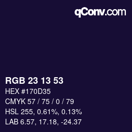 カラーコード: RGB 23 13 53 | qconv.com