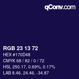カラーコード: RGB 23 13 72 | qconv.com