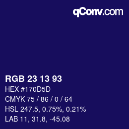 Color code: RGB 23 13 93 | qconv.com