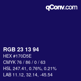 颜色代码: RGB 23 13 94 | qconv.com