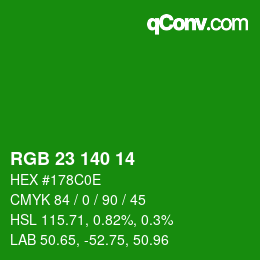 Color code: RGB 23 140 14 | qconv.com