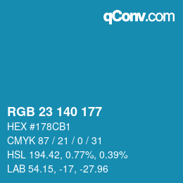 Color code: RGB 23 140 177 | qconv.com