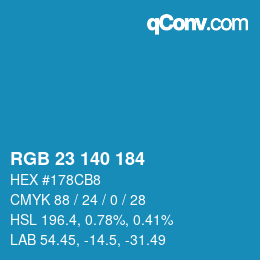 カラーコード: RGB 23 140 184 | qconv.com