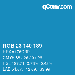 カラーコード: RGB 23 140 189 | qconv.com