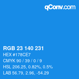 Color code: RGB 23 140 231 | qconv.com
