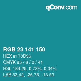 Color code: RGB 23 141 150 | qconv.com