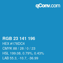 Color code: RGB 23 141 196 | qconv.com