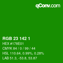 颜色代码: RGB 23 142 1 | qconv.com