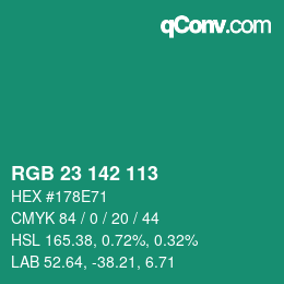 Color code: RGB 23 142 113 | qconv.com