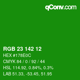 Color code: RGB 23 142 12 | qconv.com