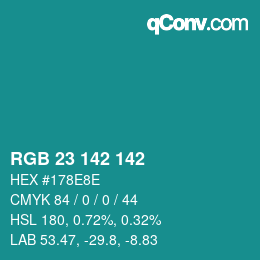 カラーコード: RGB 23 142 142 | qconv.com