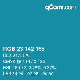 Color code: RGB 23 142 165 | qconv.com