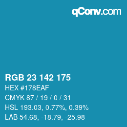 Color code: RGB 23 142 175 | qconv.com