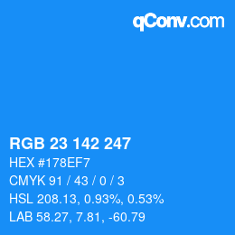 Color code: RGB 23 142 247 | qconv.com