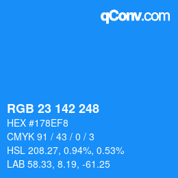 Color code: RGB 23 142 248 | qconv.com