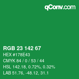 Color code: RGB 23 142 67 | qconv.com
